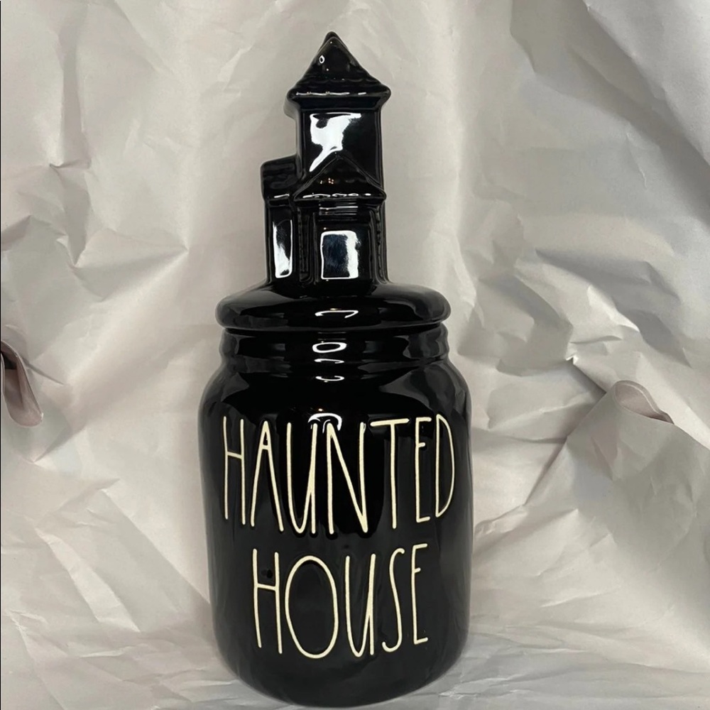 Rae Dunn Haunted house canister with topper